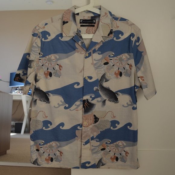 AllSaints Pisces Slim Fit Print Short Sleeve